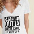 Straight Outta Middle School Graduation Women's Jersey Short Sleeve Deep V-Neck Tshirt