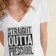 Straight Outta Preschool Shirt Boy Girl Graduation Women's Jersey Short Sleeve Deep V-Neck Tshirt