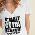 Straight Outta Sixth Grade Class Of 2019 Graduation Women's Jersey Short Sleeve Deep V-Neck Tshirt