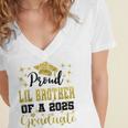 Super Proud Little Brother 2025 Graduate Graduation Family Women's Jersey Short Sleeve Deep V-Neck Tshirt