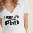 I Survived My Boyfriend's PhD Graduation T-Shirt Women's Jersey Short Sleeve Deep V-Neck Tshirt