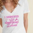 I Survived Cosmetology School Graduation Cosmetology Grad Women's Jersey Short Sleeve Deep V-Neck Tshirt