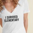 I Survived Elementary Graduation School Student Women's Jersey Short Sleeve Deep V-Neck Tshirt