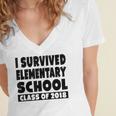 I Survived Elementary School Class Of 2018 Graduation Shirt Women's Jersey Short Sleeve Deep V-Neck Tshirt