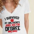 I Survived My Girlfriend's Juris Doctor Degree Graduation Women's Jersey Short Sleeve Deep V-Neck Tshirt