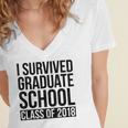 I Survived Graduate School Class Of 2018 Graduation Women's Jersey Short Sleeve Deep V-Neck Tshirt