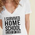 I Survived Home School Class Of 2018 Graduation Women's Jersey Short Sleeve Deep V-Neck Tshirt