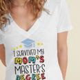 I Survived My Mom's Master's Degree Master Graduation Women's Jersey Short Sleeve Deep V-Neck Tshirt