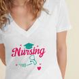 I Survived Nursing School Class Of 2026 Nurse Graduation Women's Jersey Short Sleeve Deep V-Neck Tshirt