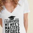 I Survived My Wife's Masters Degree Graduation Class Of 2025 Women's Jersey Short Sleeve Deep V-Neck Tshirt