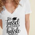The Tassel Was Worth The Hassle Graduation Women's Jersey Short Sleeve Deep V-Neck Tshirt