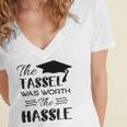The Tassel Was Worth The Hassle Shirt Graduation TShirt Women's Jersey Short Sleeve Deep V-Neck Tshirt