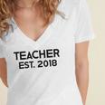 Teacher Graduation Teacher Est 2018 Tee Him Her Women's Jersey Short Sleeve Deep V-Neck Tshirt