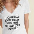 I Thought I Had Social Anxiety Introvert Slogan Women's Jersey Short Sleeve Deep V-Neck Tshirt I Thought I Had Social Anxiety Introvert Slogan Women's Jersey Short Sleeve Deep V-Neck Tshirt