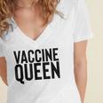 Vaccine Queen Nursing Graduation Shirt Women's Jersey Short Sleeve Deep V-Neck Tshirt