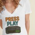 VHS Cassette Retro Analog Nostalgia Theme Premium Women's Jersey Short Sleeve Deep V-Neck Tshirt VHS Cassette Retro Analog Nostalgia Theme Premium Women's Jersey Short Sleeve Deep V-Neck Tshirt