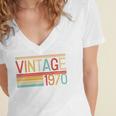 Vintage 1970 Birthday Retro Style 70's Born Nostalgia Party Premium Tri-Blend Women's Jersey Short Sleeve Deep V-Neck Tshirt
