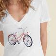 Vintage Bicycle With Playing Cards Nostalgia Women's Jersey Short Sleeve Deep V-Neck Tshirt Vintage Bicycle With Playing Cards Nostalgia Women's Jersey Short Sleeve Deep V-Neck Tshirt