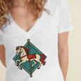 Vintage Carousel Horse Merry Go Round Nostalgia Art Premium Women's Jersey Short Sleeve Deep V-Neck Tshirt