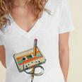 Vintage Pencil Rewind Cassette Tape Nostalgia Party 80s 90s Premium Women's Jersey Short Sleeve Deep V-Neck Tshirt