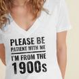 Vintage Please Be Patient With Me I'm From The 1900s Humor Women's Jersey Short Sleeve Deep V-Neck Tshirt