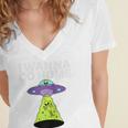 I Wanna Go Home Introvert UFO UAP Flying Saucer Trippy Alien Raglan Baseball Tee Women's Jersey Short Sleeve Deep V-Neck Tshirt