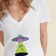 I Wanna Go Home Introvert UFO UAP Flying Saucer Trippy Alien Women's Jersey Short Sleeve Deep V-Neck Tshirt I Wanna Go Home Introvert UFO UAP Flying Saucer Trippy Alien Women's Jersey Short Sleeve Deep V-Neck Tshirt