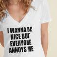 I Wanna Be Nice But Everyone Annoys Me Introvert Women's Jersey Short Sleeve Deep V-Neck Tshirt