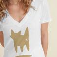 Yk2 Cat With Tomboy Tail 90s Nostalgia Downtown Indie Women's Jersey Short Sleeve Deep V-Neck Tshirt