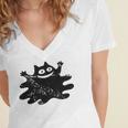 Yk2 Grunge Scary Cat With Tail Tomboy 90s Nostalgia Indie Women's Jersey Short Sleeve Deep V-Neck Tshirt