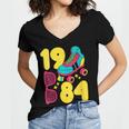 1984 Retro Raised In The 80s Old School Nostalgia Vibes Women's Jersey Short Sleeve Deep V-Neck Tshirt