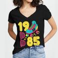 1985 Retro Raised In The 80s Old School Nostalgia Vibes Women's Jersey Short Sleeve Deep V-Neck Tshirt 1985 Retro Raised In The 80s Old School Nostalgia Vibes Women's Jersey Short Sleeve Deep V-Neck Tshirt