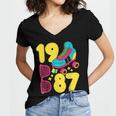 1987 Retro Raised In The 80s Old School Nostalgia Vibes Women's Jersey Short Sleeve Deep V-Neck Tshirt 1987 Retro Raised In The 80s Old School Nostalgia Vibes Women's Jersey Short Sleeve Deep V-Neck Tshirt