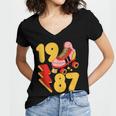 1987 Retro Roller Skate Vintage 80s Nostalgia Collector Women's Jersey Short Sleeve Deep V-Neck Tshirt