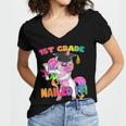 1st Grade Nailed It Flossing Unicorn Graduation Shirt Women's Jersey Short Sleeve Deep V-Neck Tshirt