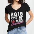 2018 Kiss My Class Goodbye Graduation Women's Jersey Short Sleeve Deep V-Neck Tshirt