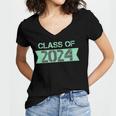 2024 Senior Class Graduation Shirt Graduate Women's Jersey Short Sleeve Deep V-Neck Tshirt
