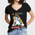 5th Grade Graduate Class 2021 Dabbing Unicorn Graduation Women's Jersey Short Sleeve Deep V-Neck Tshirt