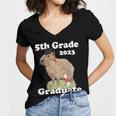 5th Grade Graduation Class Of 2023 Capybara Fifth Graduate Women's Jersey Short Sleeve Deep V-Neck Tshirt