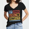 5th Grade Level Complete Shirt Graduation Last Day Of School Women's Jersey Short Sleeve Deep V-Neck Tshirt