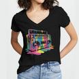 80s 90s Hip Hop Nostalgia Retro Boombox Music Lovers Women's Jersey Short Sleeve Deep V-Neck Tshirt 80s 90s Hip Hop Nostalgia Retro Boombox Music Lovers Women's Jersey Short Sleeve Deep V-Neck Tshirt