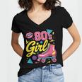 80's Girl Roller Skates Skating Eighties 1980s Nostalgia Women's Jersey Short Sleeve Deep V-Neck Tshirt 80's Girl Roller Skates Skating Eighties 1980s Nostalgia Women's Jersey Short Sleeve Deep V-Neck Tshirt