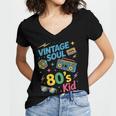 80’s Kid Nostalgia Retro Music Lover Retro 1980s Throwback Women's Jersey Short Sleeve Deep V-Neck Tshirt 80’s Kid Nostalgia Retro Music Lover Retro 1980s Throwback Women's Jersey Short Sleeve Deep V-Neck Tshirt