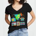 80's Vintage Cassette Tape Nostalgia Mixtape Era 1980s Retro Women's Jersey Short Sleeve Deep V-Neck Tshirt
