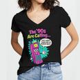 The 90s Are Calling Retro 90s Kid Nostalgia Gag Meme Women's Jersey Short Sleeve Deep V-Neck Tshirt