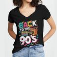 90's Nineties Nostalgia Costume Party Back To The 90s Women's Jersey Short Sleeve Deep V-Neck Tshirt