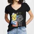 90s Retro Cassette And Walkman Nostalgia Graphic Tee Women's Jersey Short Sleeve Deep V-Neck Tshirt
