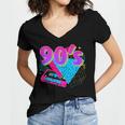 90's Vibe Retro Style Cassette Tape Nostalgia 1990s Party Women's Jersey Short Sleeve Deep V-Neck Tshirt
