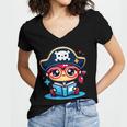 Adorable Book Lover Pirate With Reading Glasses Cute Women's Jersey Short Sleeve Deep V-Neck Tshirt Adorable Book Lover Pirate With Reading Glasses Cute Women's Jersey Short Sleeve Deep V-Neck Tshirt