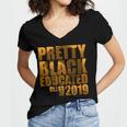 African American Girl Graduation Shirt Senior 2019 Women's Jersey Short Sleeve Deep V-Neck Tshirt